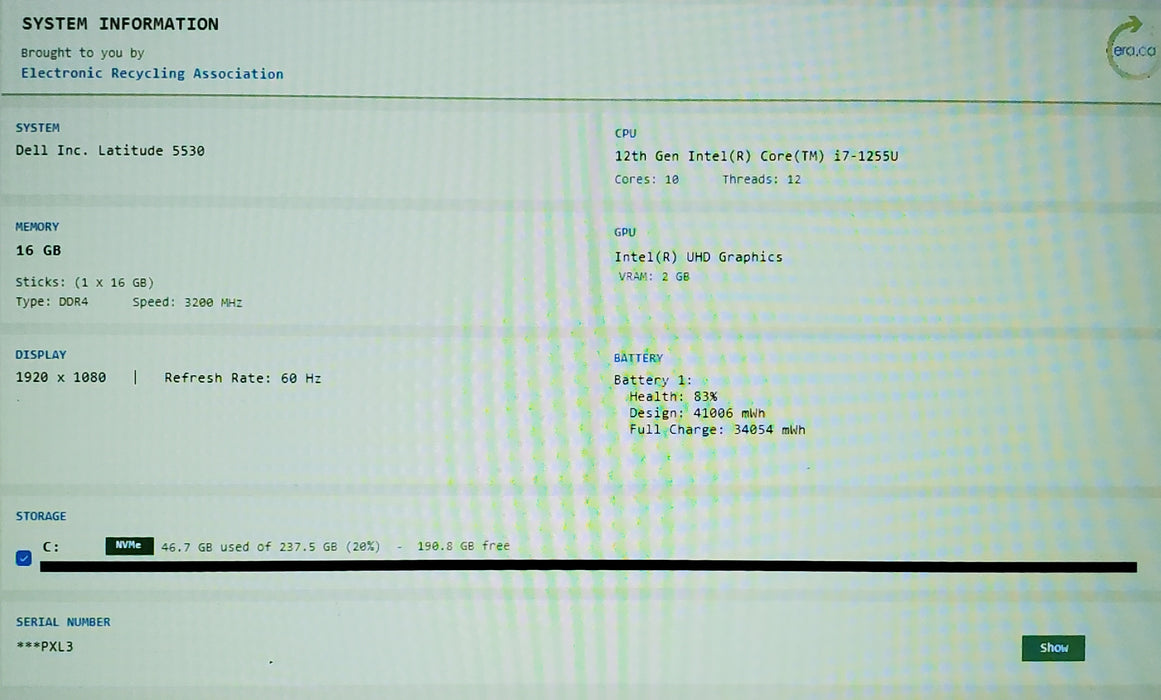 Dell Latitude 5530 i7-1255U 16GB DDR4 256GB NVMe