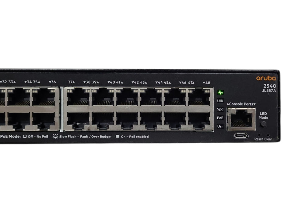 HP ARUBA 2540 JL357A 48 Port POE 4x SFP Rack Mountable Ethernet Switch