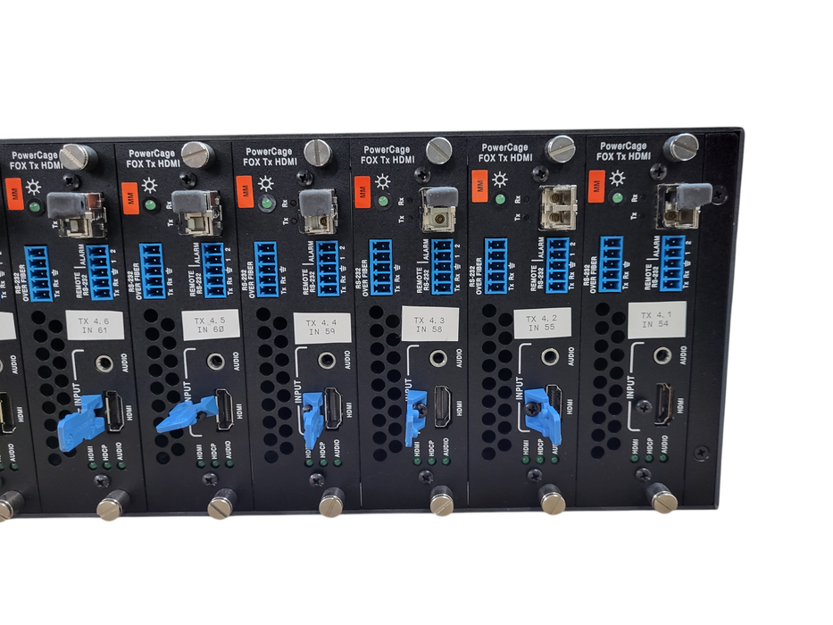 Extron PowerCage 1600 Enclosure w/ 8x FOX Tx HDMI Fiber Optic Receiver Cards