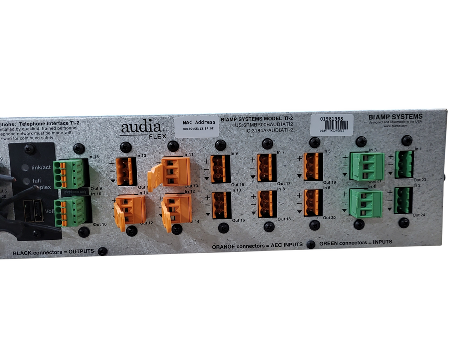 Biamp System AudiaFLEX TI-2 DSP Digital Audio Processor 8xOut/1xVoIP/10xAEC/4xIn