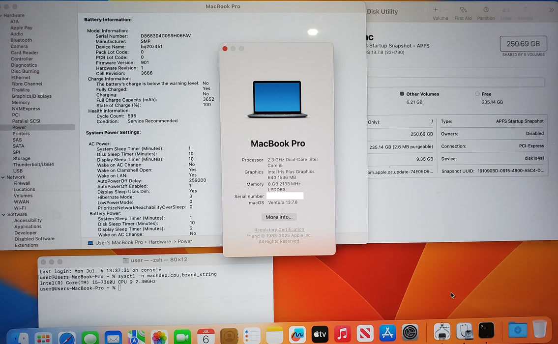 Apple MacBook Pro 2017 13.3" i5-7360U 2.3GHz 8GB RAM 256GB SSD