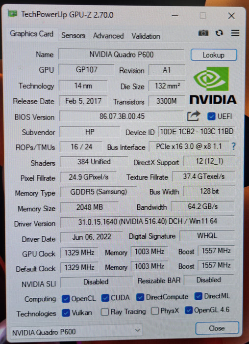 NVIDIA Quadro P600 2GB GDDR5 Graphics Card | 4x Mini DP