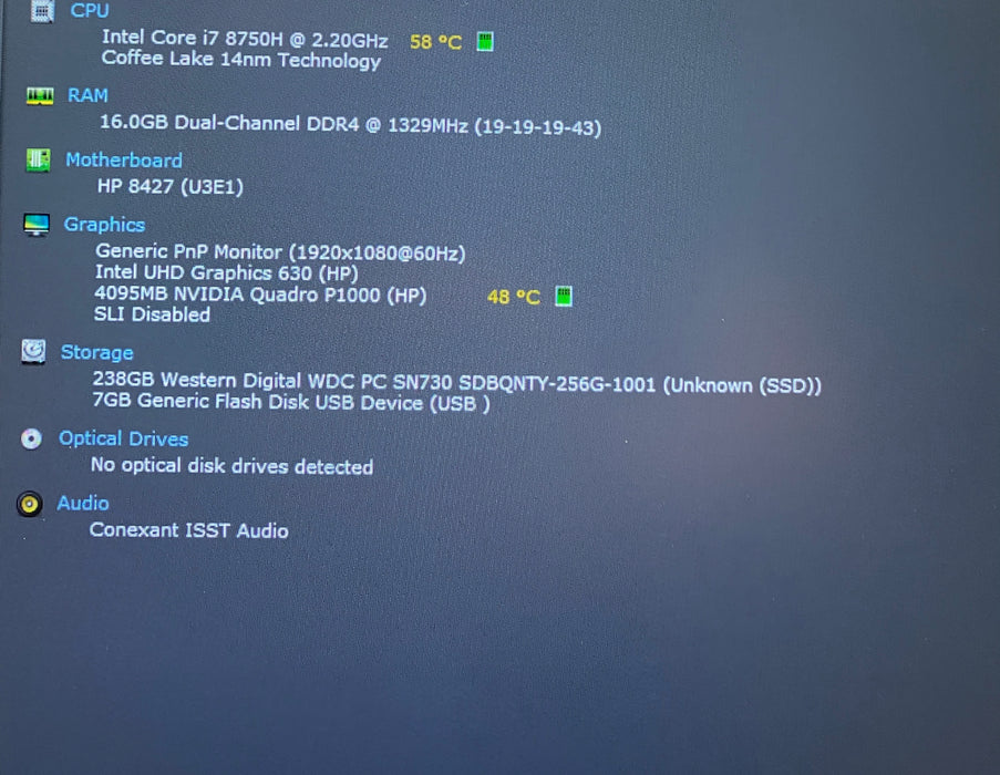 HP ZBook Studio G5 Core i7-8750H 2.20GHz QUADRO P1000 4GB GPU 16GB RAM 256GB SSD