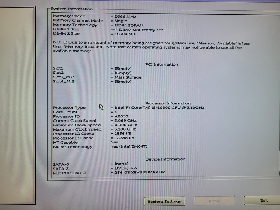 Dell OptiPlex 3080 SFF Core i5-10500 @ 3.1GHz 16GB DDR4 RAM, 256GB NVMe