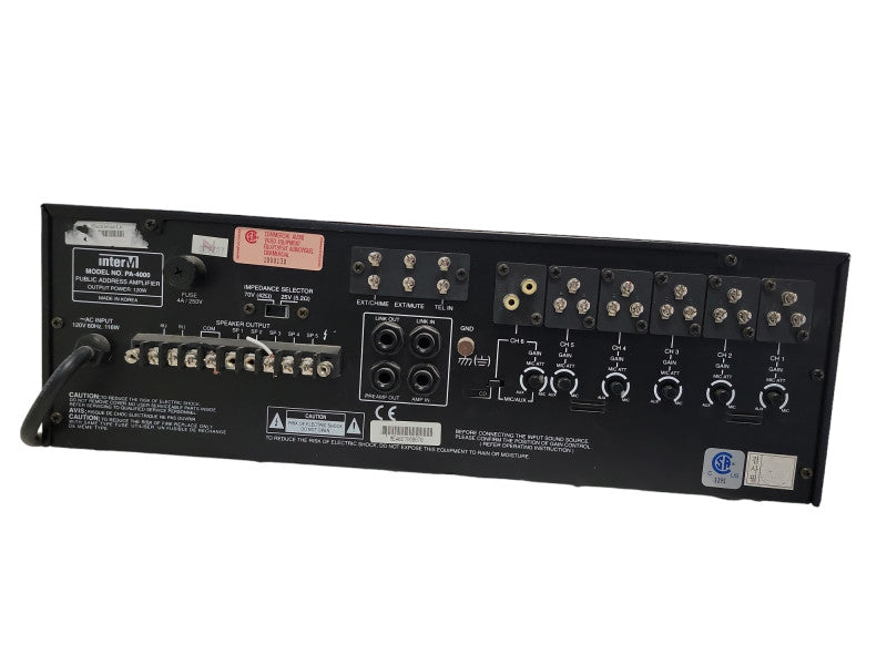 InterM PA4000 6ch 120W Public Address Amplifier