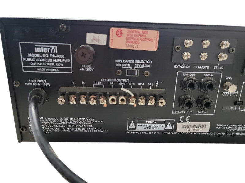 InterM PA4000 6ch 120W Public Address Amplifier