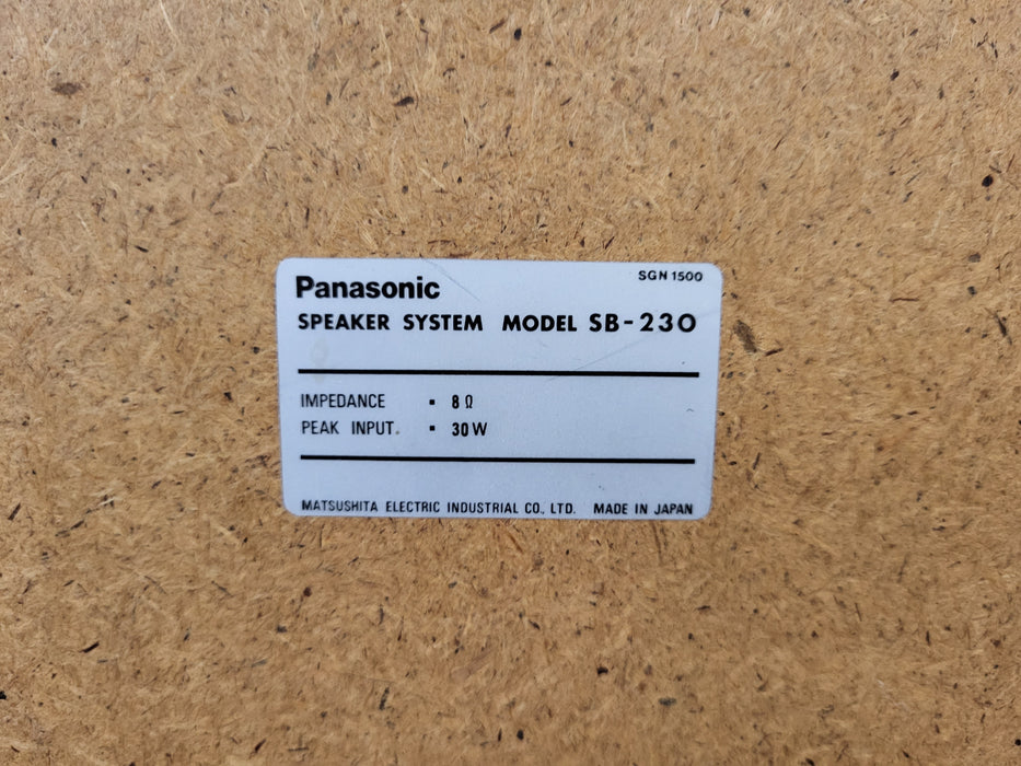 Vintage Pair (2) of Panasonic SB-230 8 Ohm 30W Home Speakers