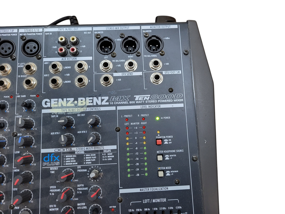 GENZ-BENZ MX TEN800D 10-CH 800W POWERED MIXER READ
