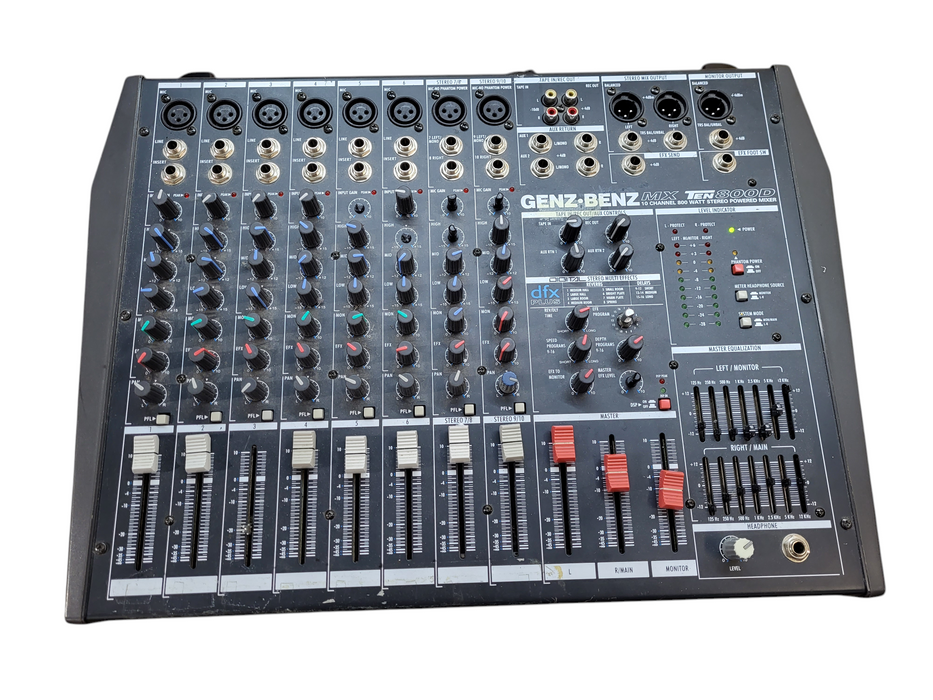 GENZ-BENZ MX TEN800D 10-CH 800W POWERED MIXER READ