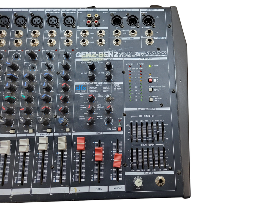 GENZ-BENZ MX TEN800D 10-CH 800W POWERED MIXER READ