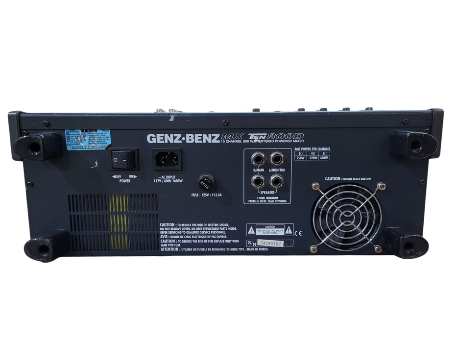 GENZ-BENZ MX TEN800D 10-CH 800W POWERED MIXER READ