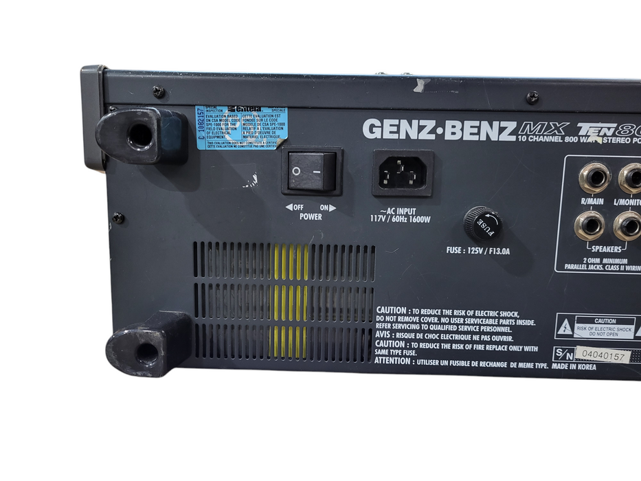 GENZ-BENZ MX TEN800D 10-CH 800W POWERED MIXER READ
