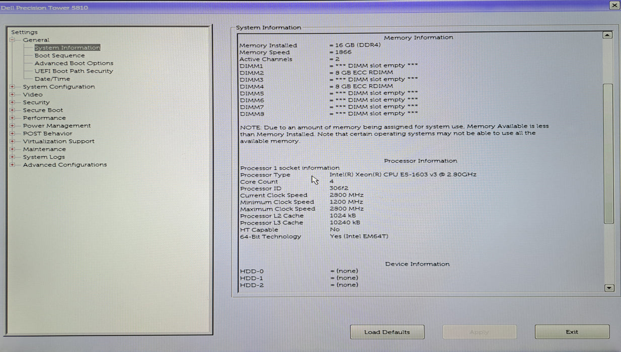 Dell Precision 5810 Tower Xeon E5-1603 v3 @2.80GHz, 16GB DDR4, AMD FirePro 2100