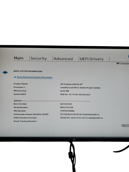 HP ProDesk 400 G6 SFF Intel i5-9500 3.0GHz 8GB RAM NO-HDD/SSD