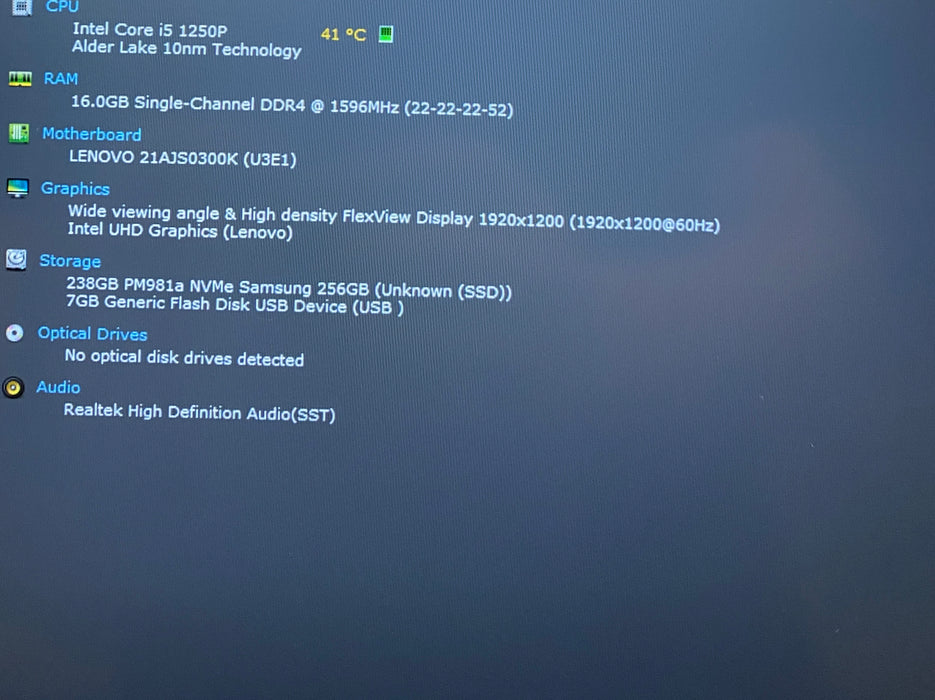 Lenovo ThinkPad T14 Gen 3 TOUCH i5-1250P 16Gb RAM 256GB SSD Faulty Webcam READ!