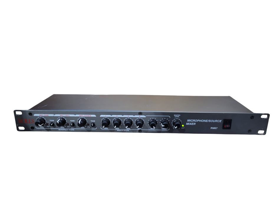 Rolls RM67 Rack Mount Mic Source Mixer 3 XLR 4 RCA Tested Working