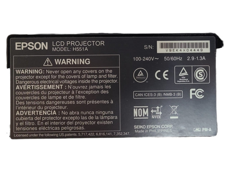 Epson EX5220 H551A LCD Projector, Lamp hour: 4417Hrs, READ