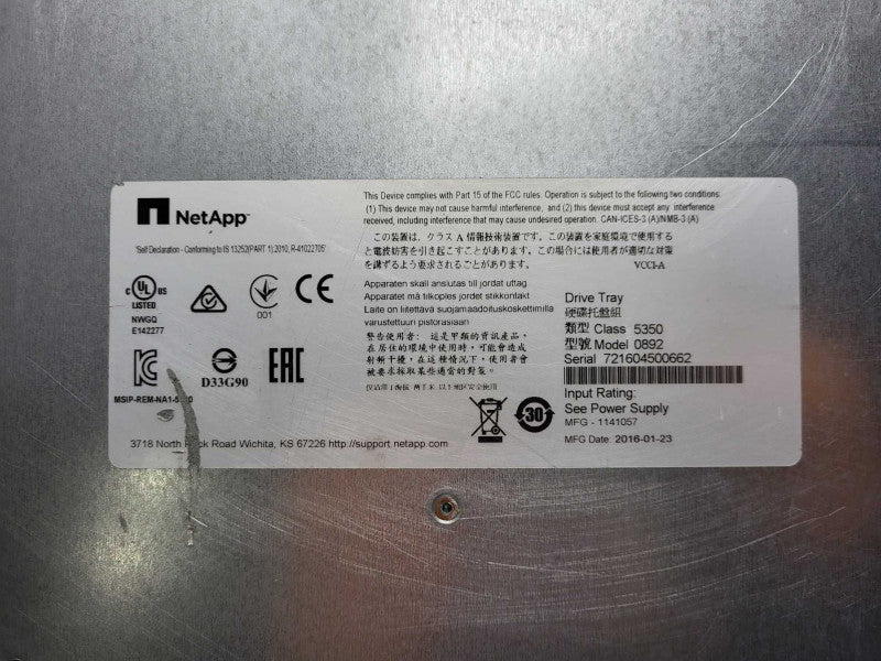 NetApp 0892 class 5350 Drive Array 24x 3.5\\" w/ 2x E-X270406A-R6 controller  $