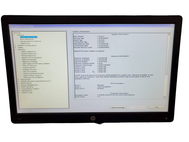 Dell Precision 3420 SFF Desktop Xeon E3-1270v5 32GB RAM Quadro K620 NO HDD @