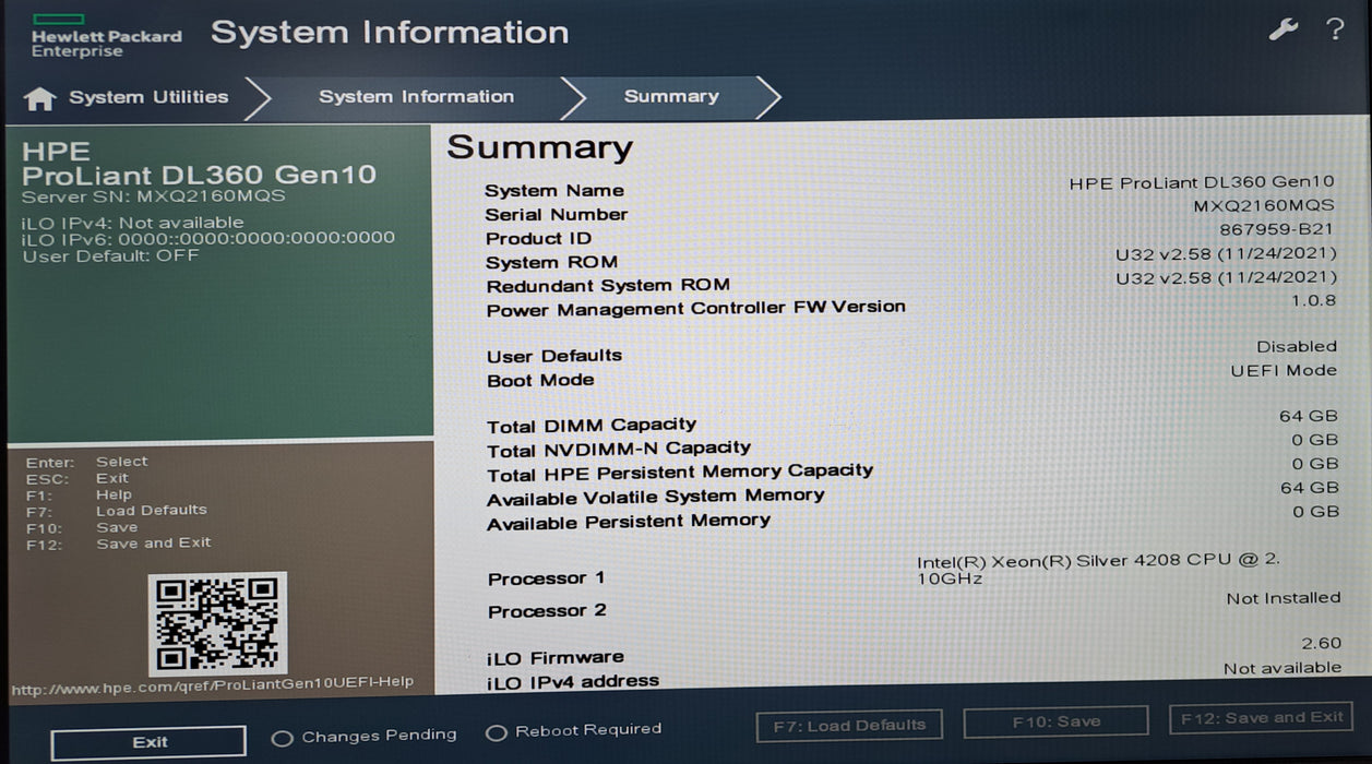 HPE ProLiant DL360 Gen10 8x 2.5"| Xeon Silver 4208 @2.10GHz, 64GB DDR4, P408i-a