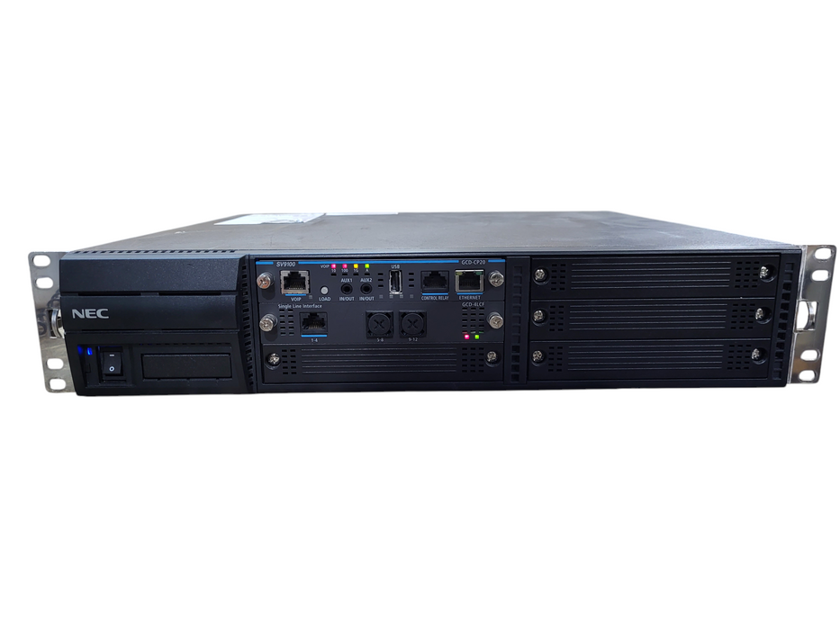 NEC SV9100 SV9300 6-Blade 2U Chassis CHS2UG-US w/ GCD-CP20, GCD-4LCF
