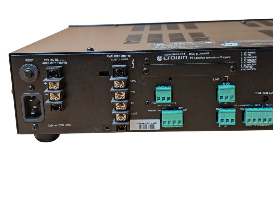 Crown Audio 180MA 4 Input 80W Power Audio Amplifier 4 Ohms 70V 100V