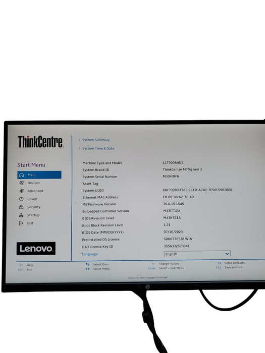 Lenovo ThinkCentre M70q Gen 3 Intel Core i5-12400T 1.80GHz 16GB NO-HDD/SSD