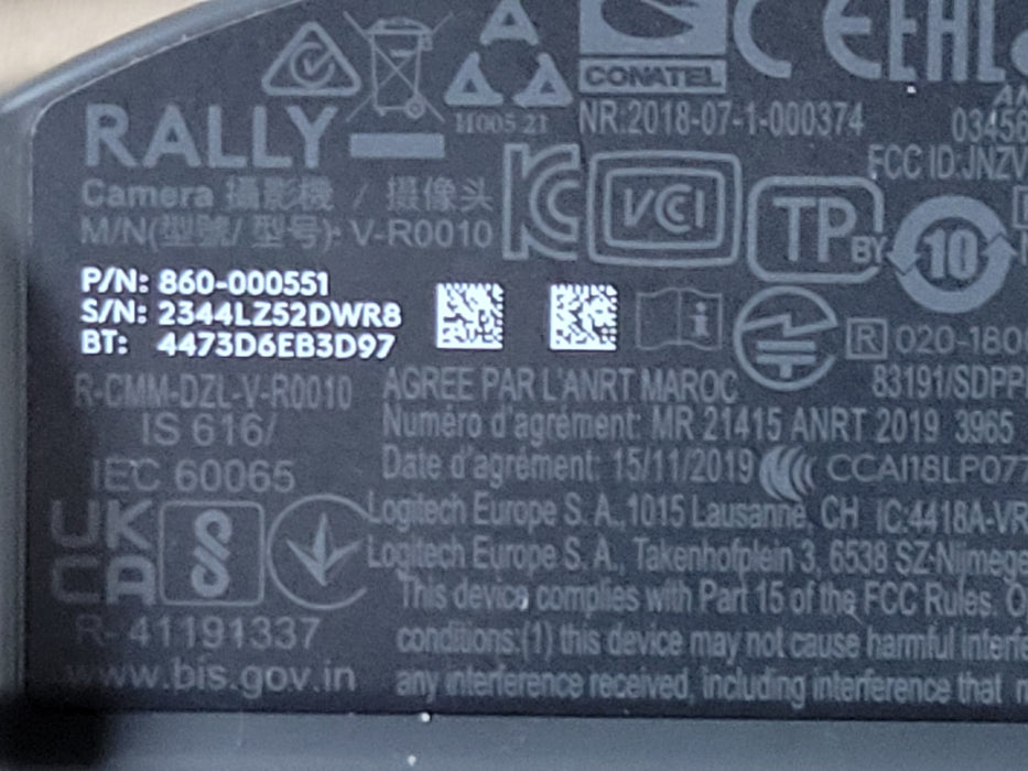 Logitech Rally Camera V-R0010 860-000551 Video Conference Camera