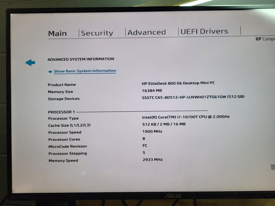 HP EliteDesk 800 G6 Desktop Mini PC Core i7-10700T 16GB RAM 512GB NVMe w/ AC