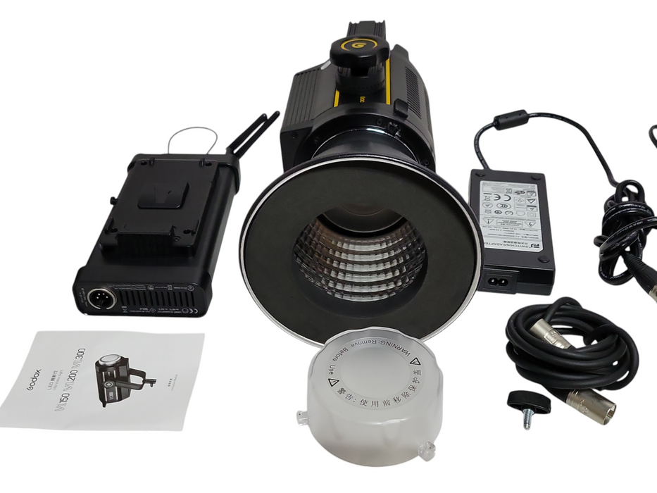 Godox VL150 LED Video Light with VLC150, Power adapter, cables, and Bag