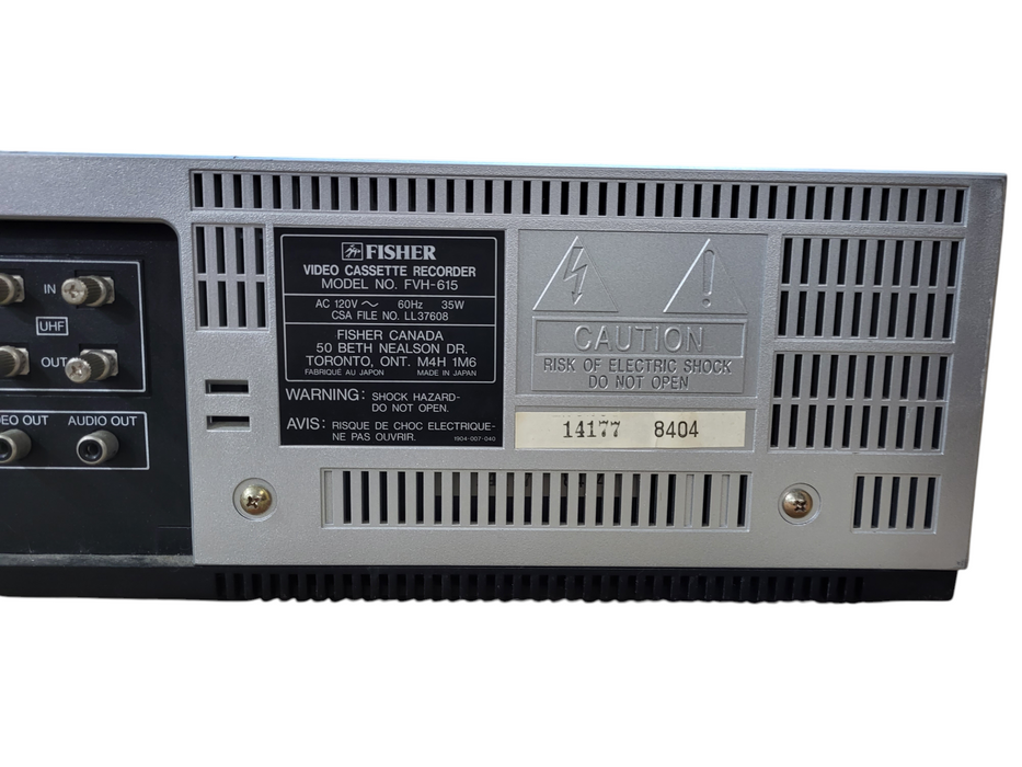 Fisher FVH-615 VCR Studio Standard VHS Video Cassette Recorder READ
