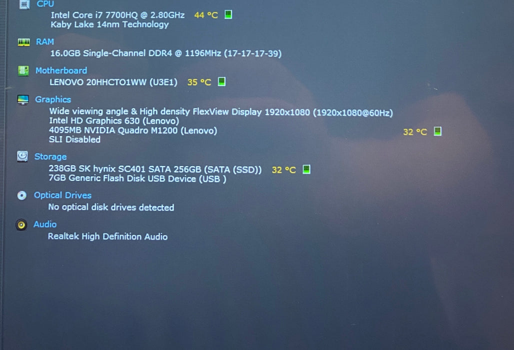Lenovo ThinkPad P51TOUCH i7-7700HQ QUADRO M1200 4GB GPU 16GB RAM 256GB SSD READ!