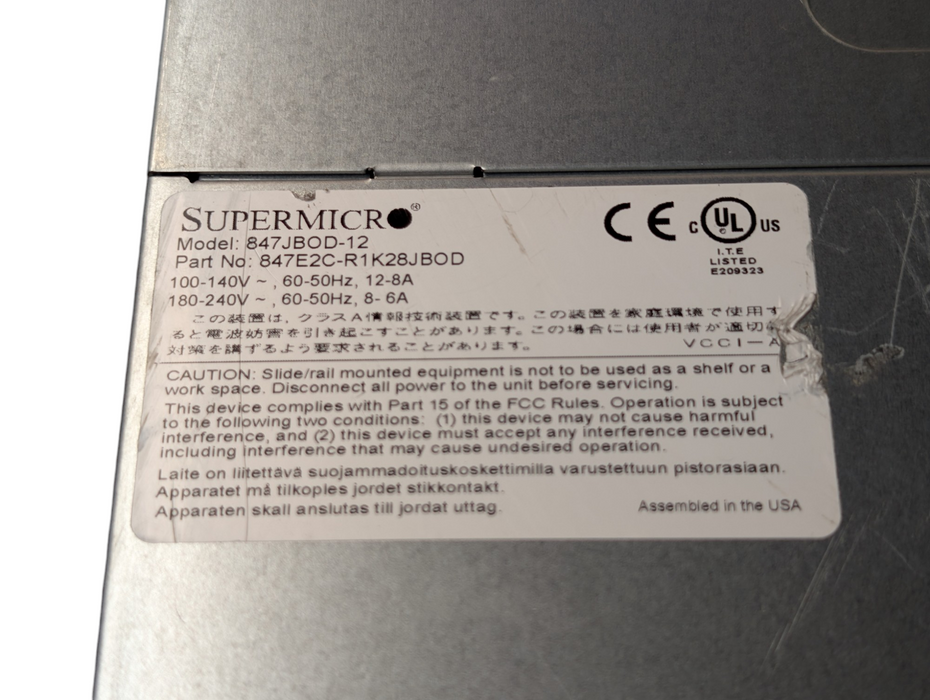 Supermicro CSE-847 JBOD 45x 3.5 inch Bays SAS 12 Gb/s CSE-PTJBOD-CB3