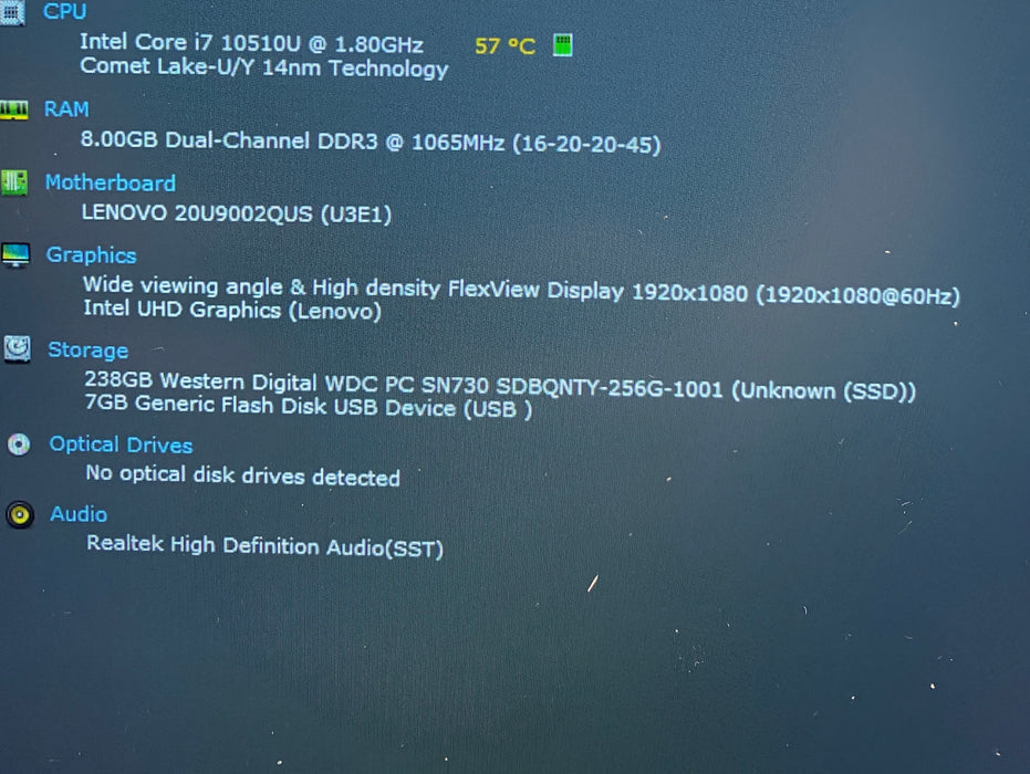Lenovo ThinkPad X1 Carbon Gen 8 Intel Core i7-10510U 1.80GHz 8GB RAM 256GB SSD