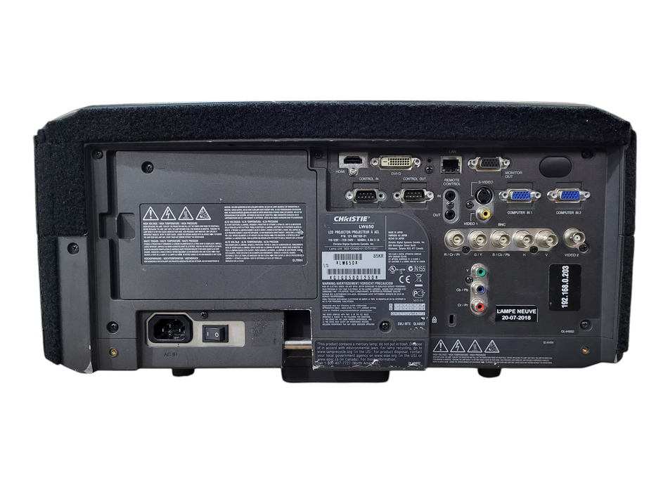 Christie LW650 WXGA Large Venue 3LCD Projector HDMI 6500 Lumens 836h Lamp hour