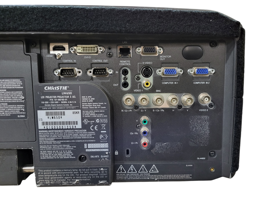Christie LW650 WXGA Large Venue 3LCD Projector HDMI 6500 Lumens 836h Lamp hour
