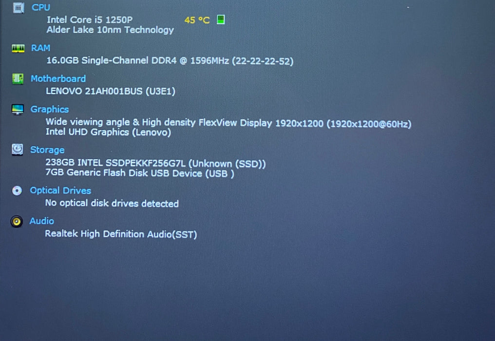 Lenovo ThinkPad T14 Gen 3 TOUCH Core i5-1250P 1.70GHz 16GB RAM 256GB SSD READ
