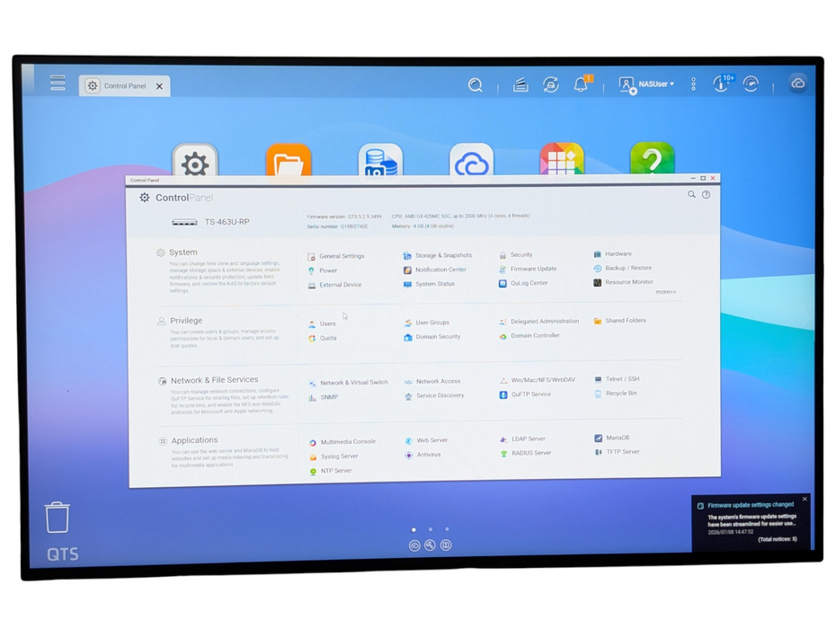 QNAP TS-463XU-RP 1U 4 Bay NAS with 4x 4TB HDDs