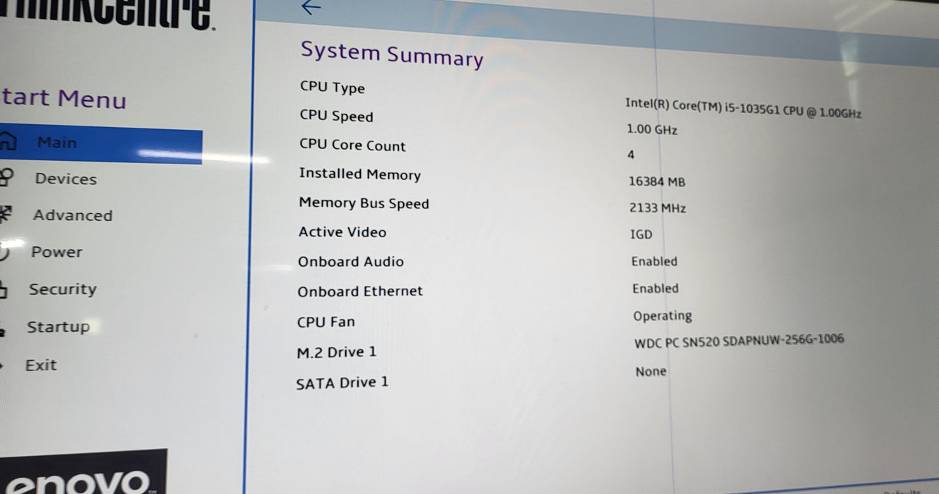 Lenovo ThinkCentre M60e i5-1035G1 CPU | 256GB m.2 | 16GB DDR4 W/AC
