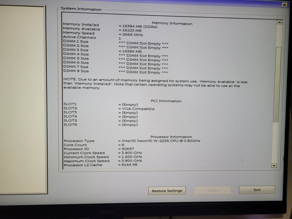 Dell Precision 5820 | Xeon W-2235 @3.80GHz 16GB DDR4 | NO HDD