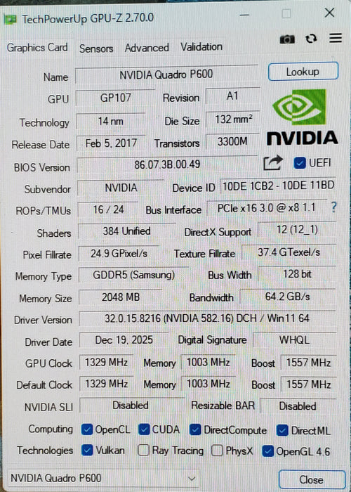 NVIDIA Quadro P600 2GB GDDR5 Graphics Card | 4x Mini DP - Low Profile