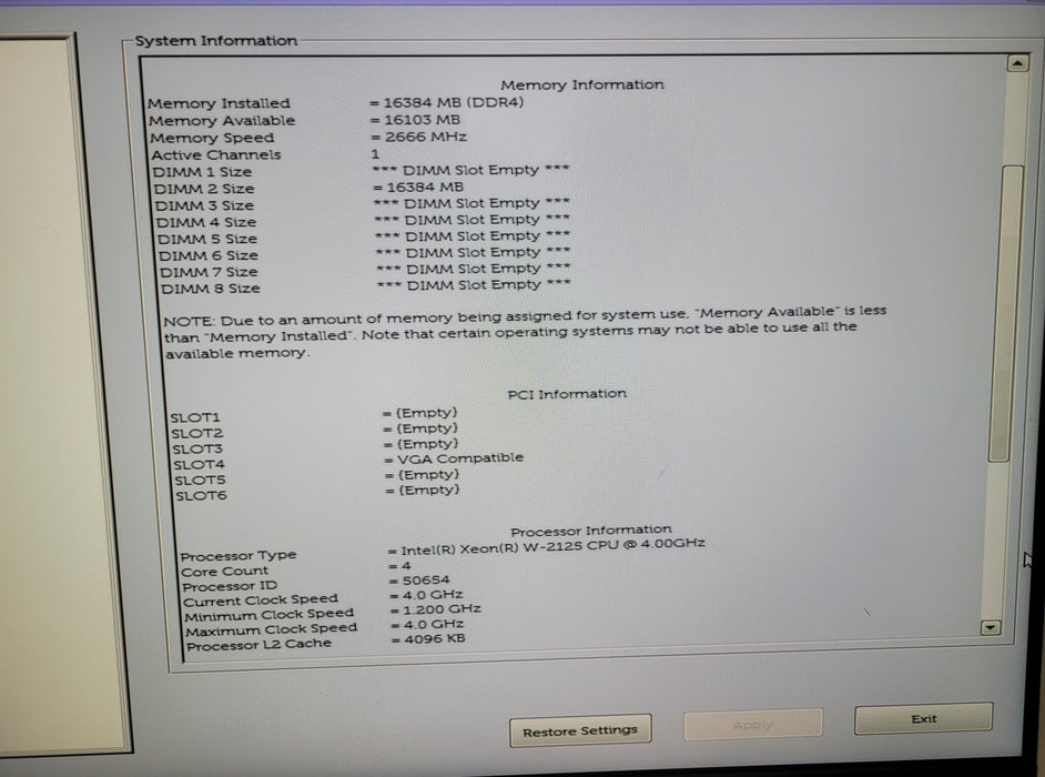 Dell Precision 5820 | Xeon W-2125 @4.00GHz 16GB DDR4 | NO HDD