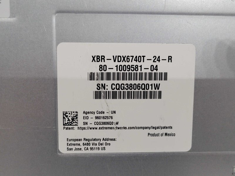 EXTREME NETWORKS XBR-VDX6740T-24-R 80-1009581-04 48 PORT SWITCH, READ _