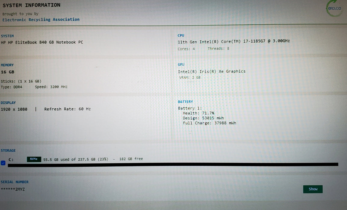 HP EliteBook 840 G8 i7-1185G7 16GB DDR4 256GB NVMe