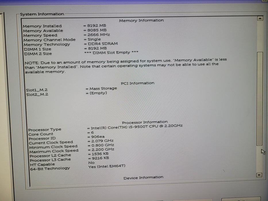 Dell OptiPlex 3070 | i5-9500T @2.20GHz 8GB DDR4 256GB NVMe