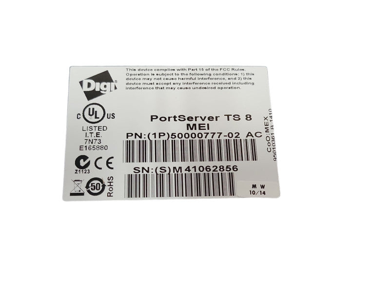 Digi PortServer TS 8 MEI 8-Port Terminal Server 50000777-02 _