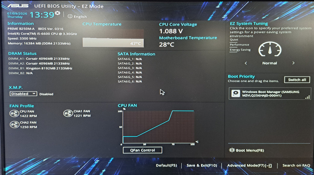 Asus B250M-A w/ Intel Core i5-6600, 16GB DDR4, GTX 1050 Ti, 256GB NVMe, 600W PSU