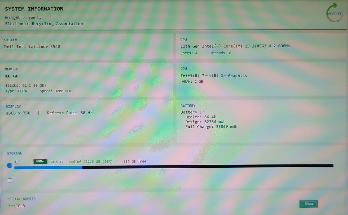 Dell Latitude 5520 i5-1145G7 16GB DDR4 256GB NVMe