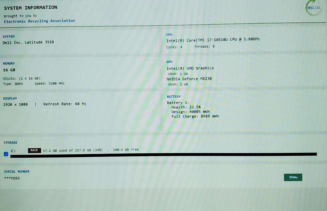 Dell Latitude 3510 i7-10510U 16GB RAM 256GB NVMe READ