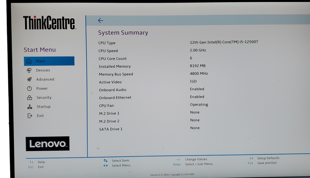 LENOVO THINKCENTRE M80Q GEN3 Tiny Desktop i5-12500T 8GB NO-HDD/SSD
